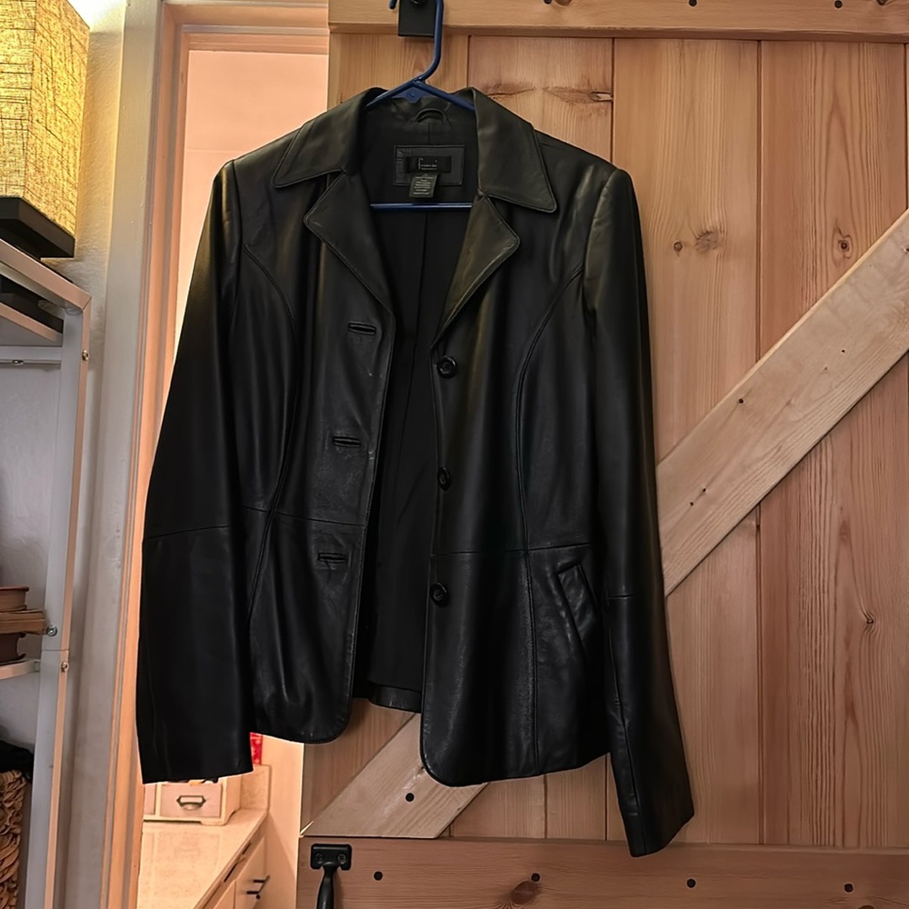 Frenchi lamb skin leather jacket, black, size medium